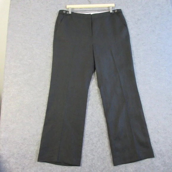 Talbots Women Windsor Straight leg Dress Trouser Pants 14 P 100% Linen Black 330 - Picture 1 of 14